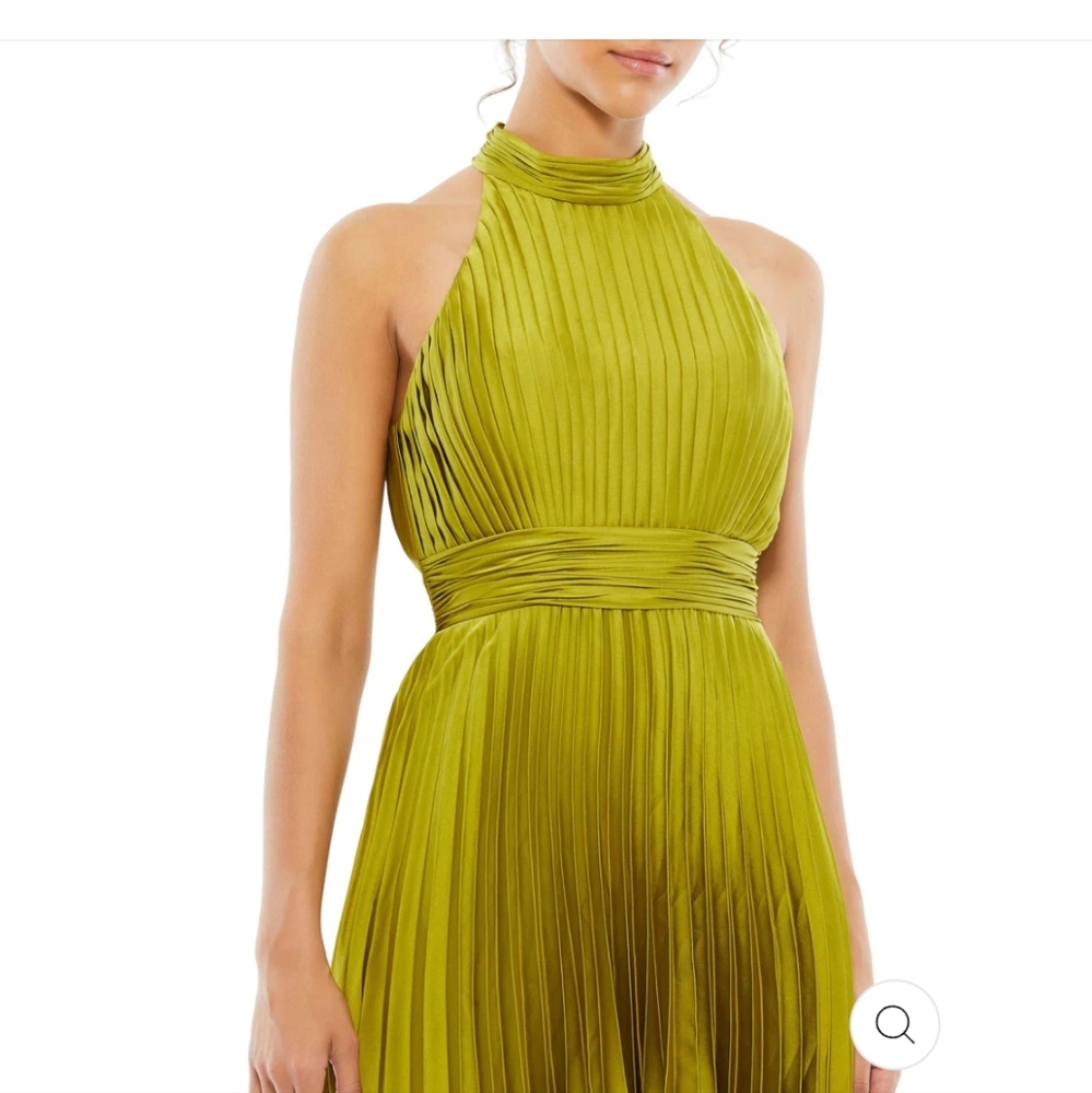 Ienna for Mac Duggal Apple Green Pleated Halter Mini Dress